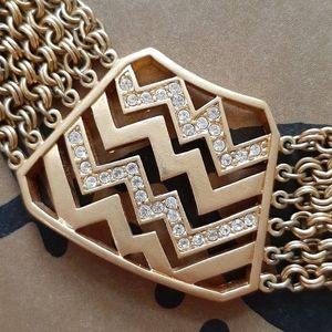 Vintage • 70s gold tone chevron collar necklace
